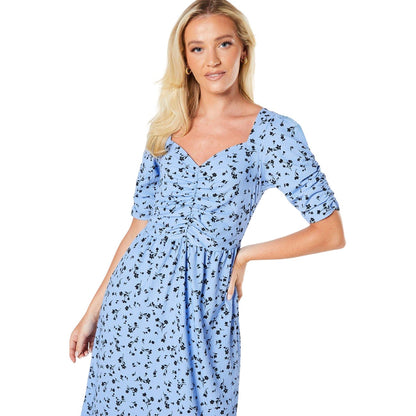 Purple - Side - Dorothy Perkins Womens-Ladies Spaced Floral Ruched Front Midi Dress