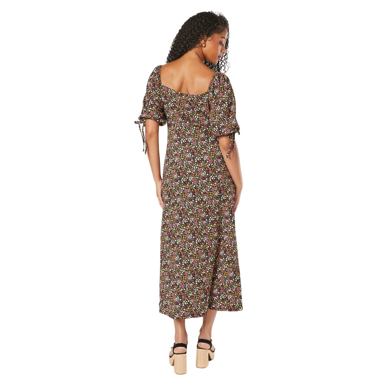 Multicoloured - Back - Dorothy Perkins Womens-Ladies Floral Tie Detail Tall Midi Dress