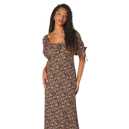 Multicoloured - Side - Dorothy Perkins Womens-Ladies Floral Tie Detail Tall Midi Dress