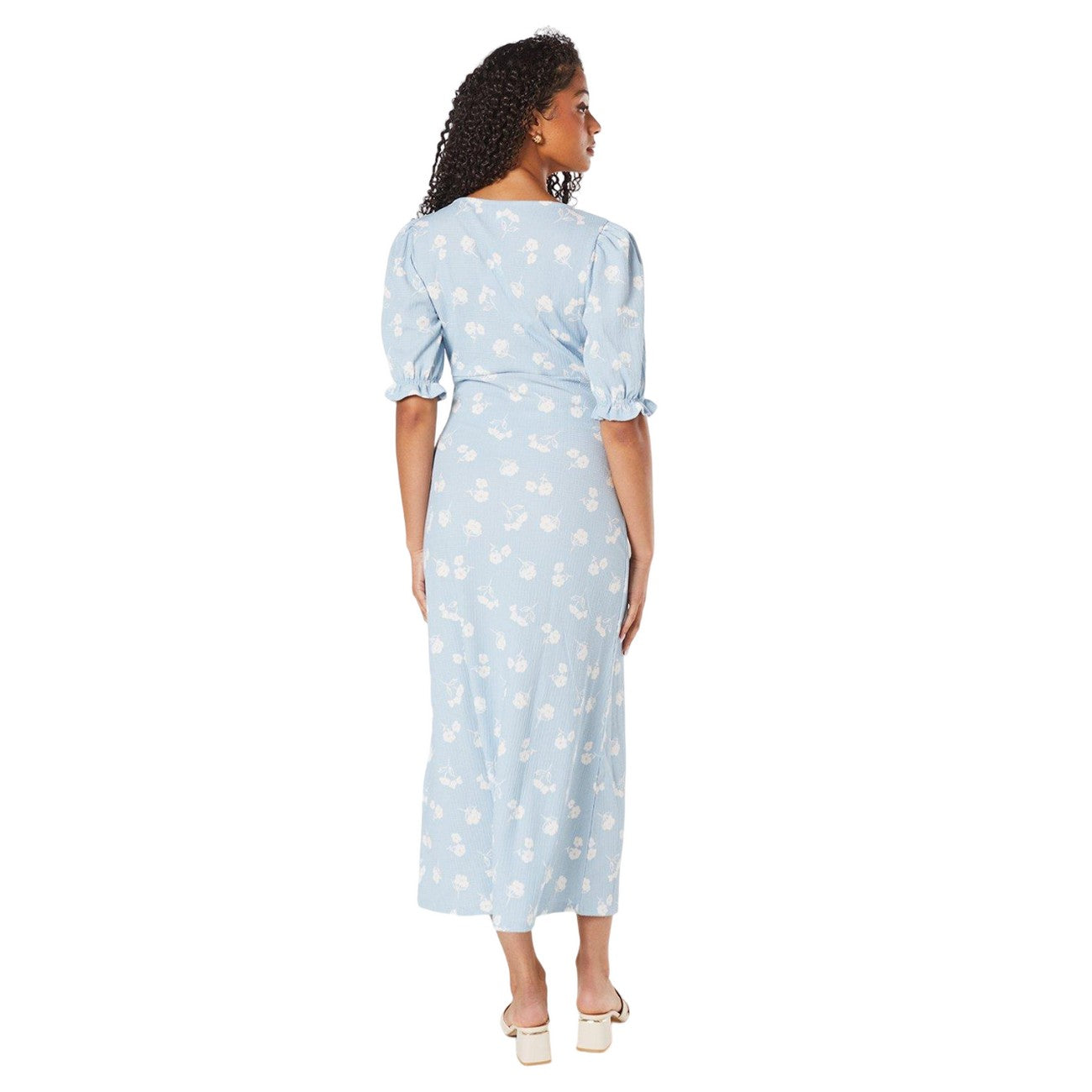 Blue - Back - Dorothy Perkins Womens-Ladies Floral Front Tie Tall Midi Dress