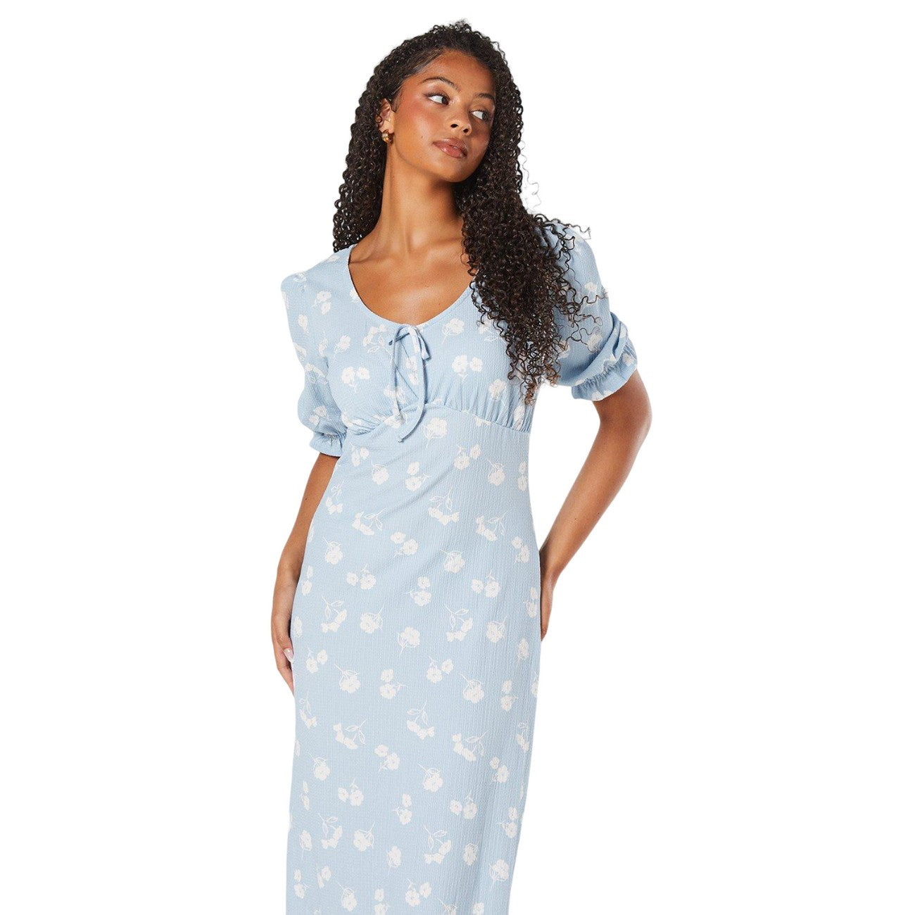 Blue - Side - Dorothy Perkins Womens-Ladies Floral Front Tie Tall Midi Dress