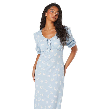 Blue - Side - Dorothy Perkins Womens-Ladies Floral Front Tie Tall Midi Dress