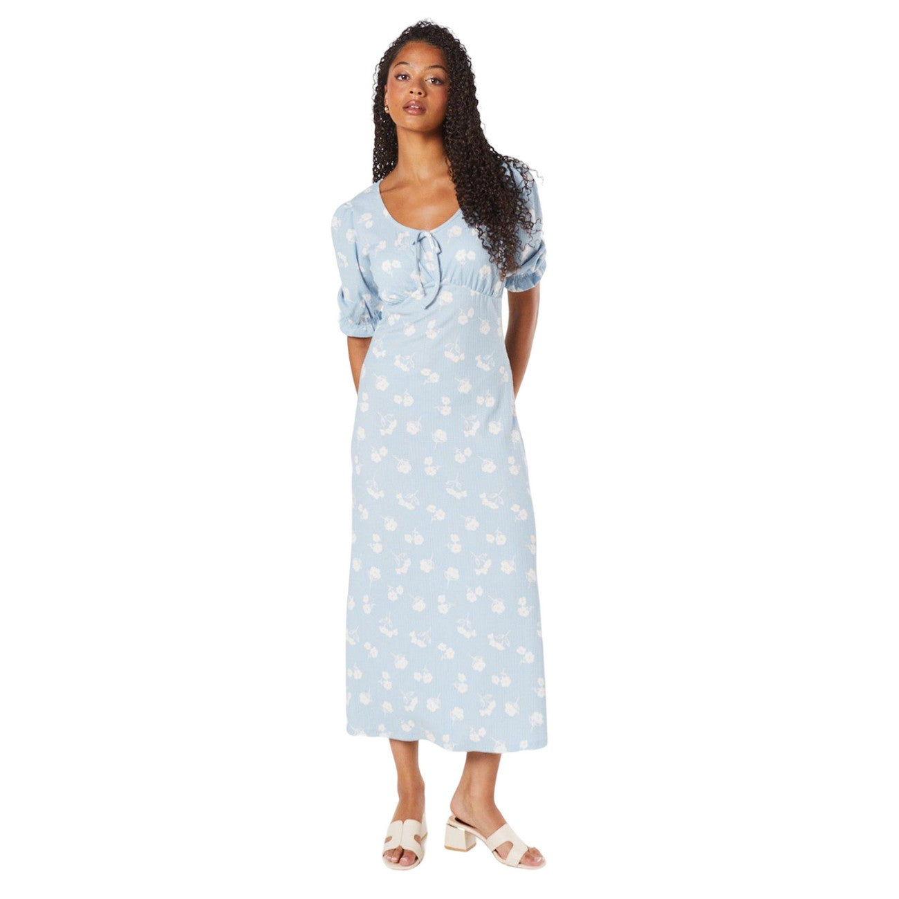 Blue - Front - Dorothy Perkins Womens-Ladies Floral Front Tie Tall Midi Dress