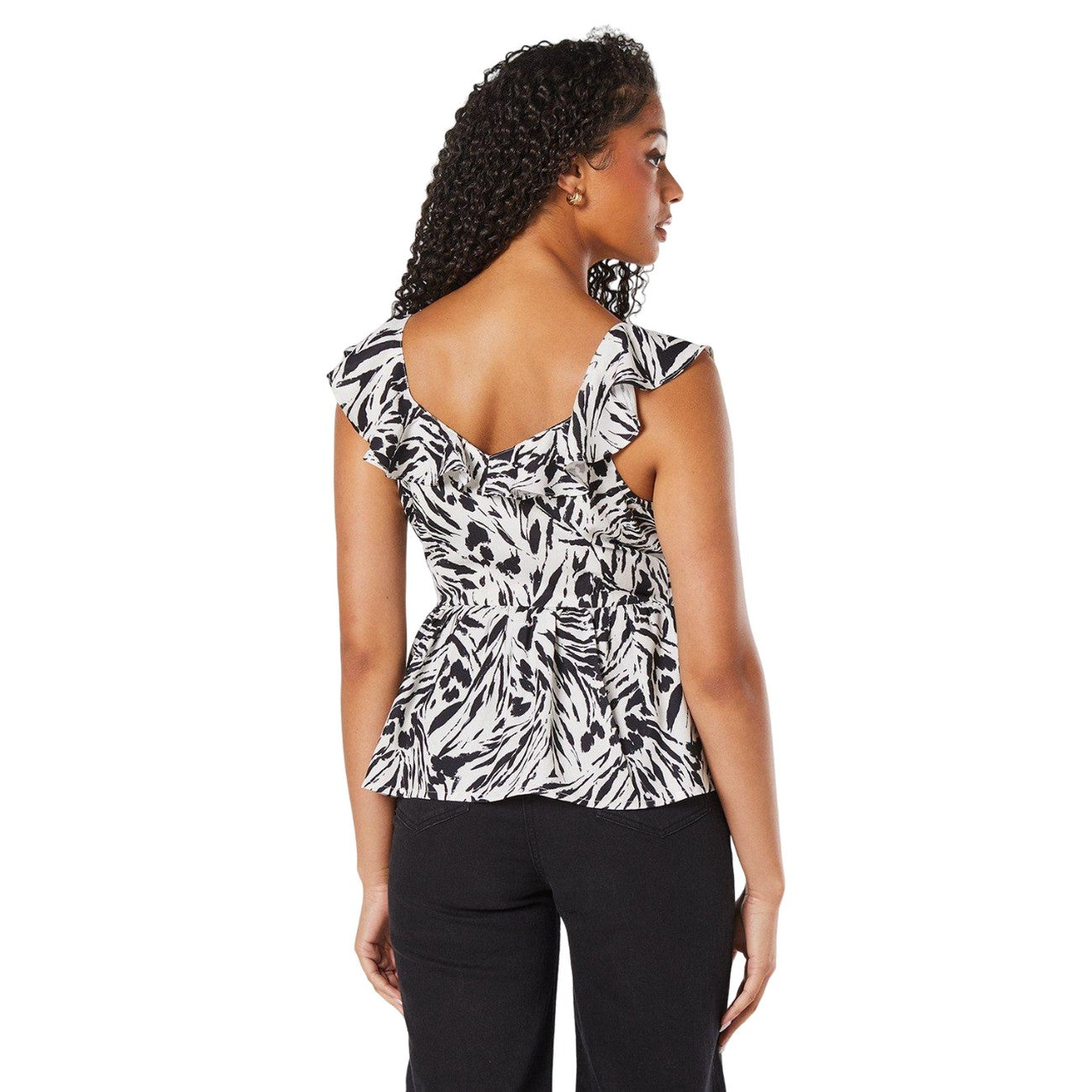 Monochrome - Back - Dorothy Perkins Womens-Ladies Peplum Top