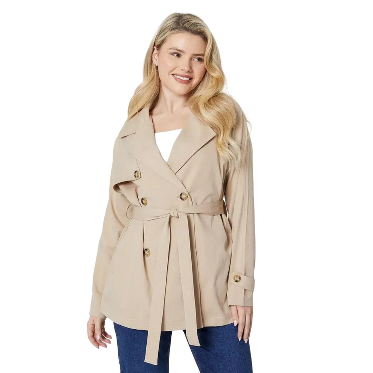Stone - Front - Dorothy Perkins Womens-Ladies Short Trench Coat