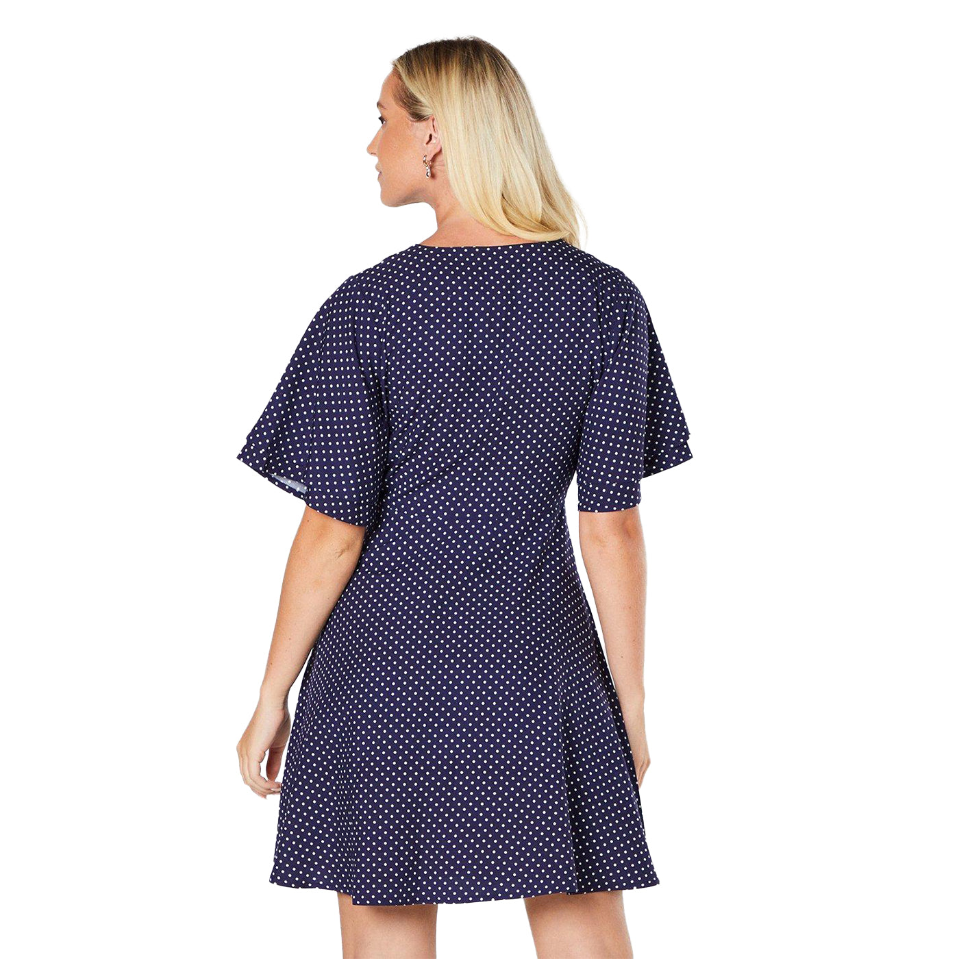 Navy - Back - Dorothy Perkins Womens-Ladies Spotted Front Tie Mini Dress