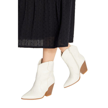 Neutral - Side - Faith Womens-Ladies Montie Stitch Detail Cowboy Boots