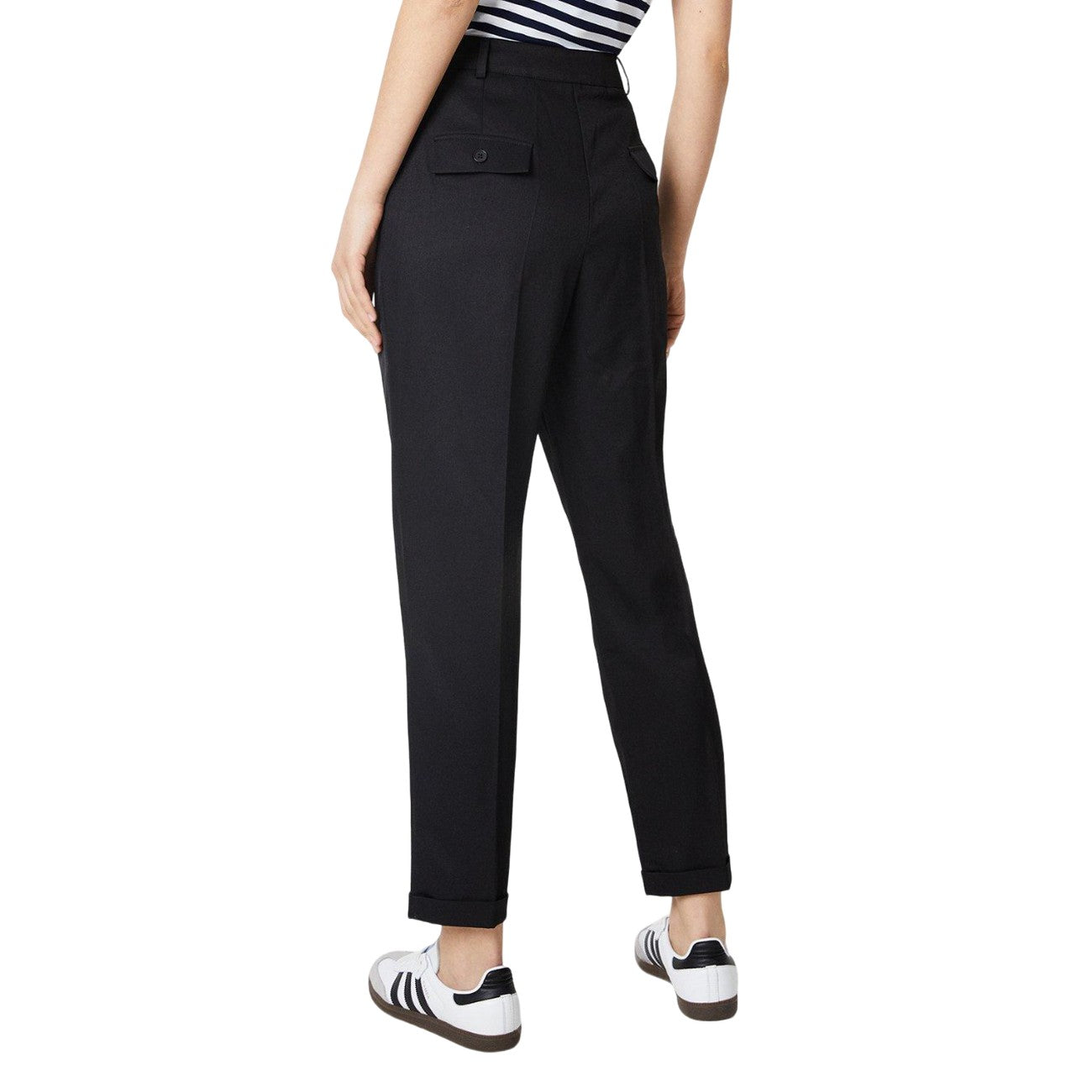 Black - Back - Dorothy Perkins Womens-Ladies Double Button Trousers