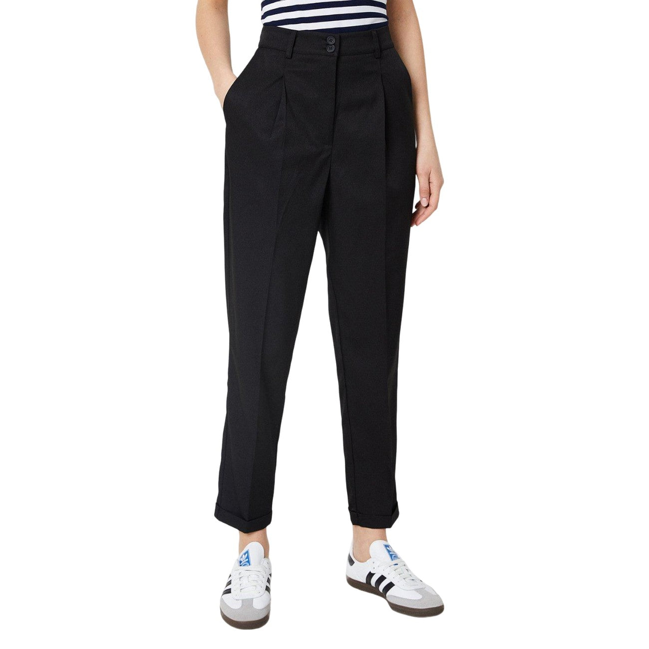 Black - Front - Dorothy Perkins Womens-Ladies Double Button Trousers