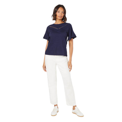 Navy - Lifestyle - Dorothy Perkins Womens-Ladies Cotton Frill Top