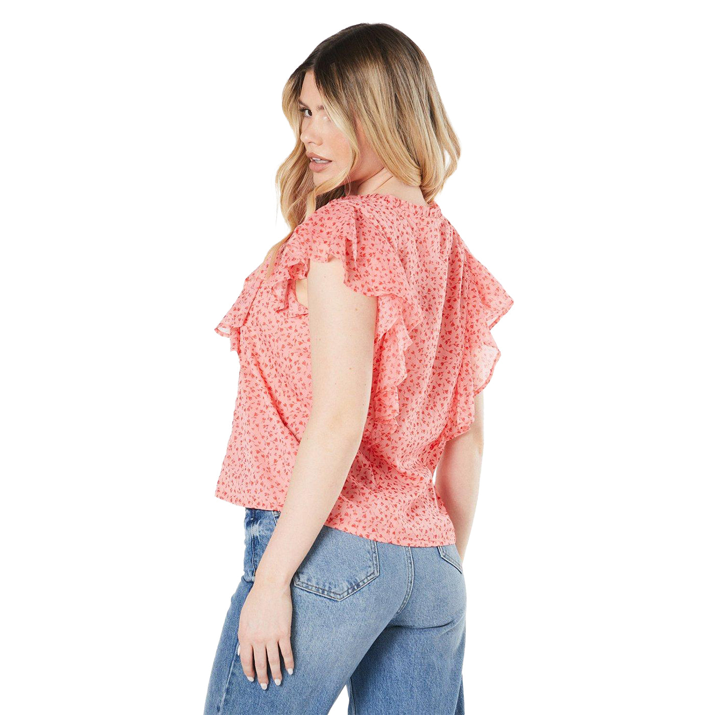 Pink - Back - Dorothy Perkins Womens-Ladies Ditsy Print Chiffon Overhead Blouse
