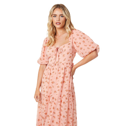 Pink - Lifestyle - Dorothy Perkins Womens-Ladies Tiered Chiffon Front Tie Petite Midi Dress