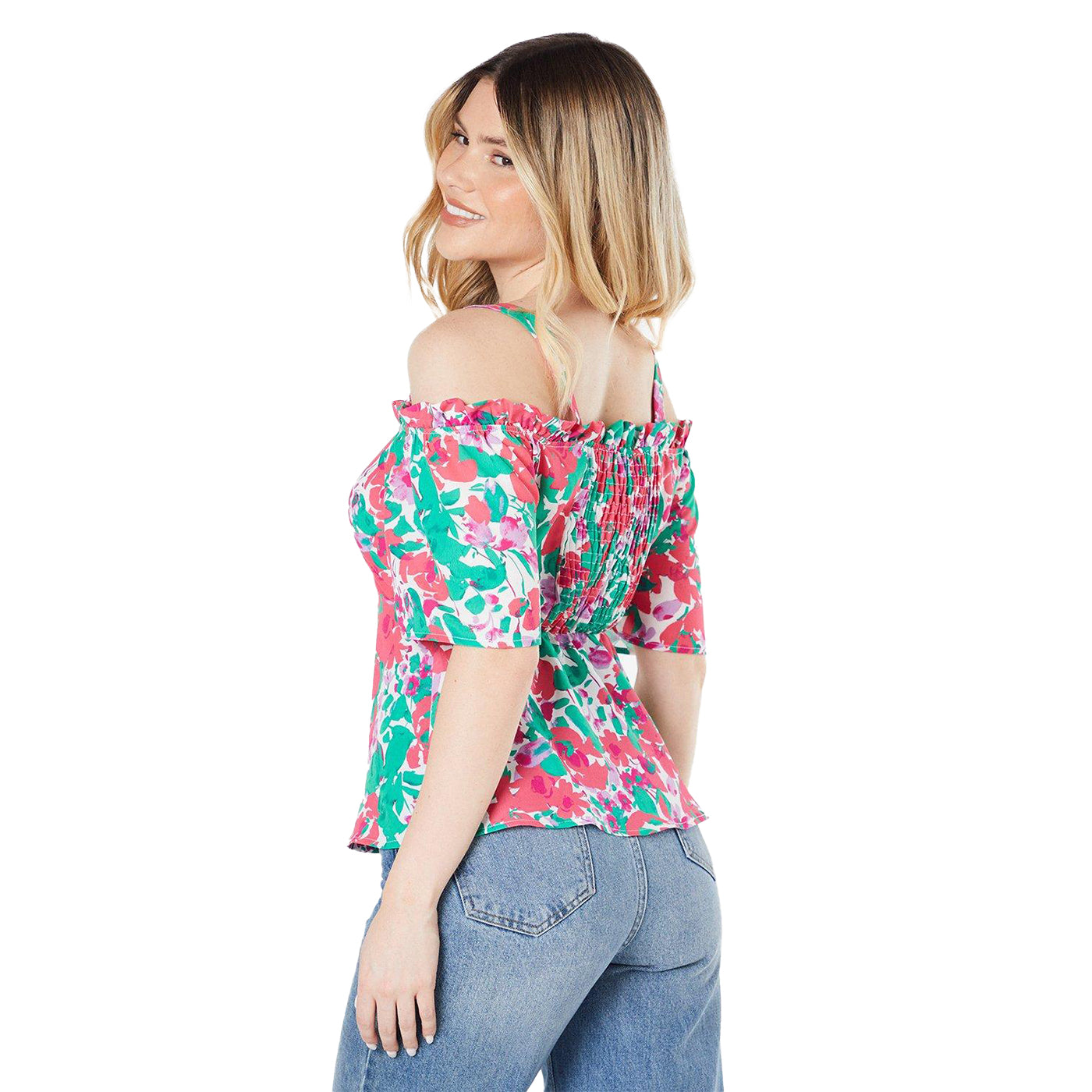 Pink - Back - Dorothy Perkins Womens-Ladies Floral Strappy Petite Top