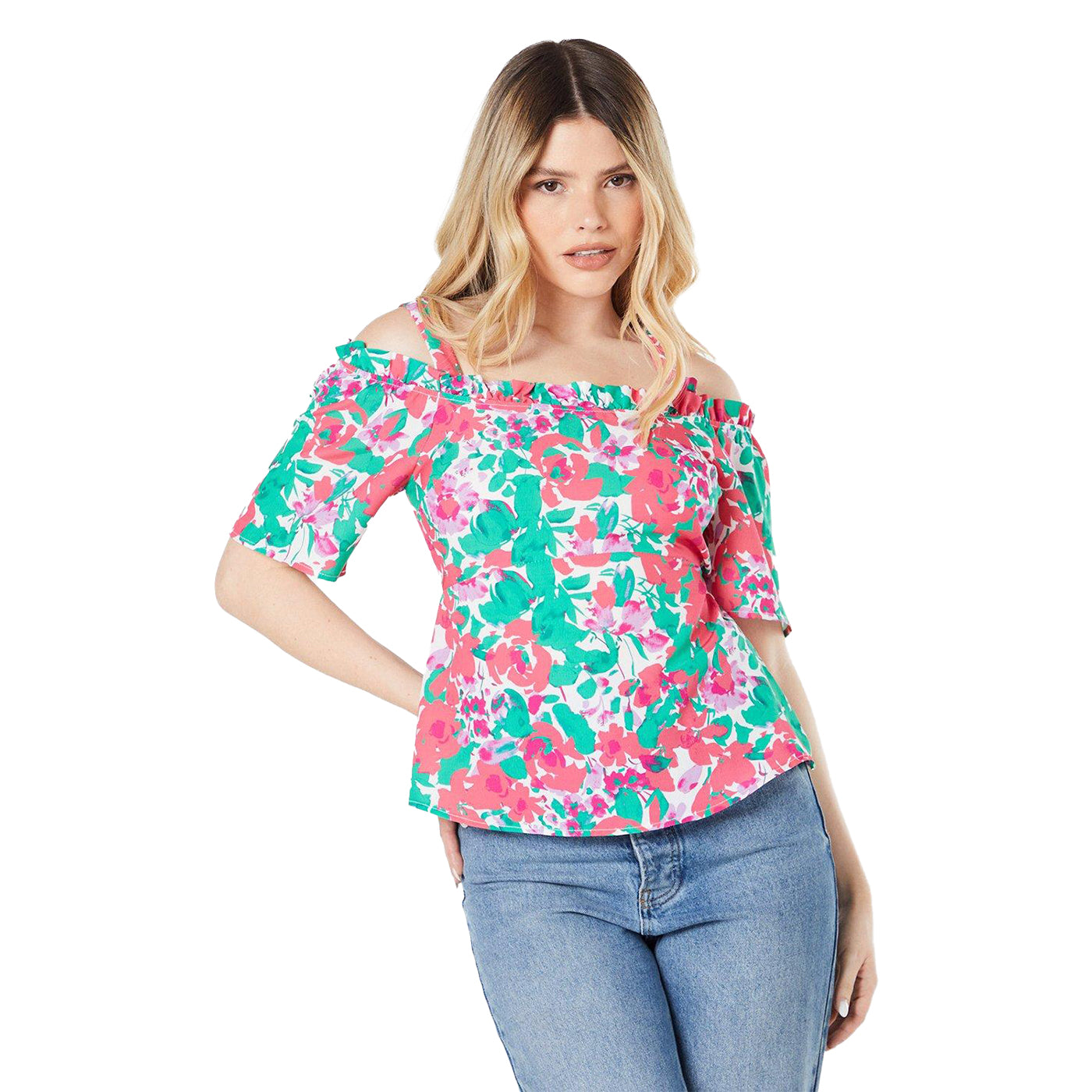 Pink - Front - Dorothy Perkins Womens-Ladies Floral Strappy Petite Top