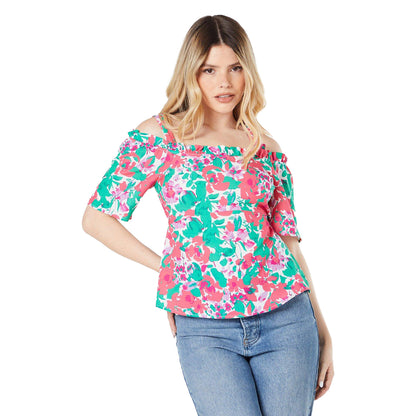 Pink - Front - Dorothy Perkins Womens-Ladies Floral Strappy Petite Top