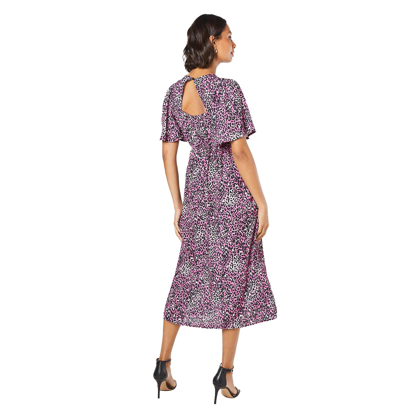 Pink - Back - Dorothy Perkins Womens-Ladies Animal Print Midi Dress