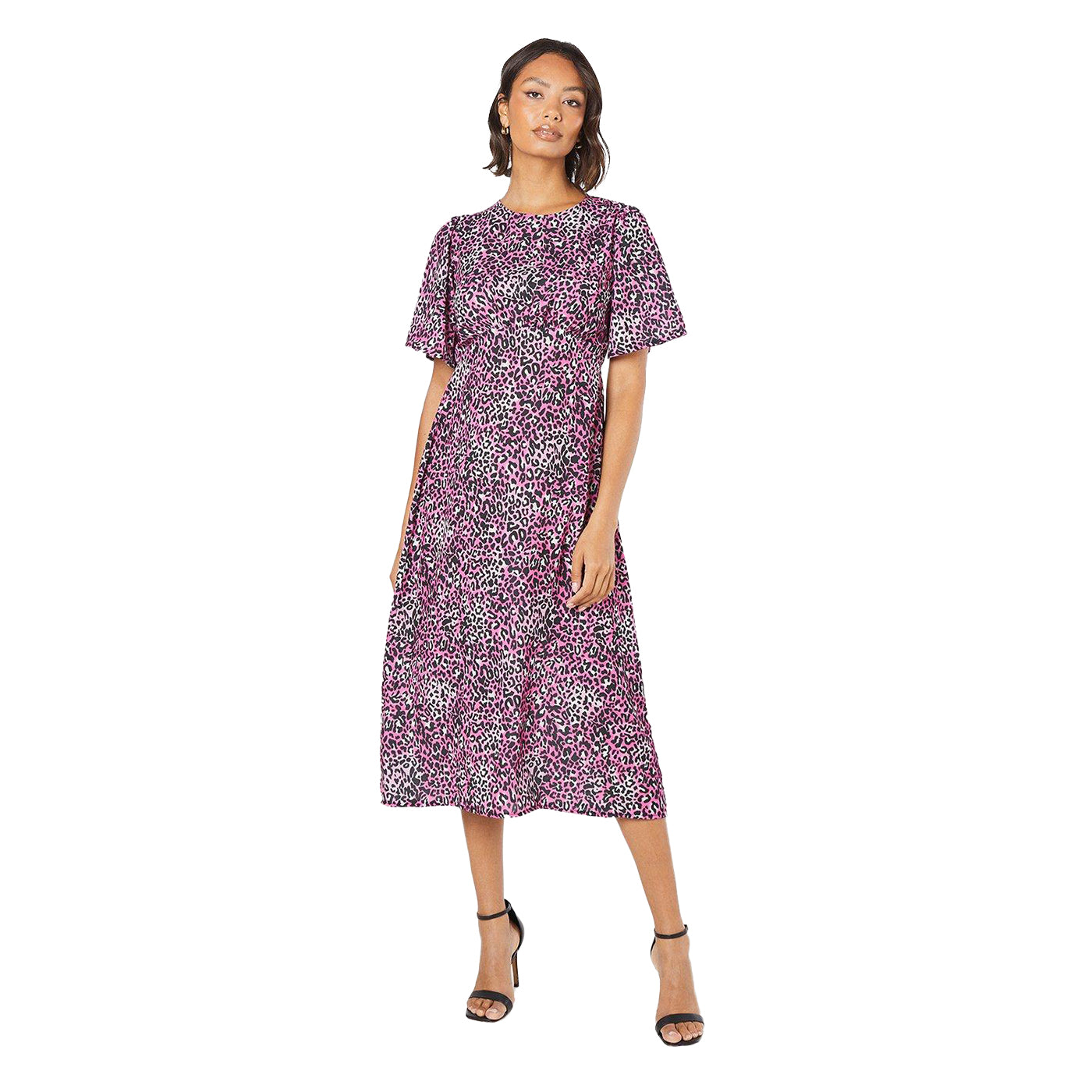 Pink - Front - Dorothy Perkins Womens-Ladies Animal Print Midi Dress