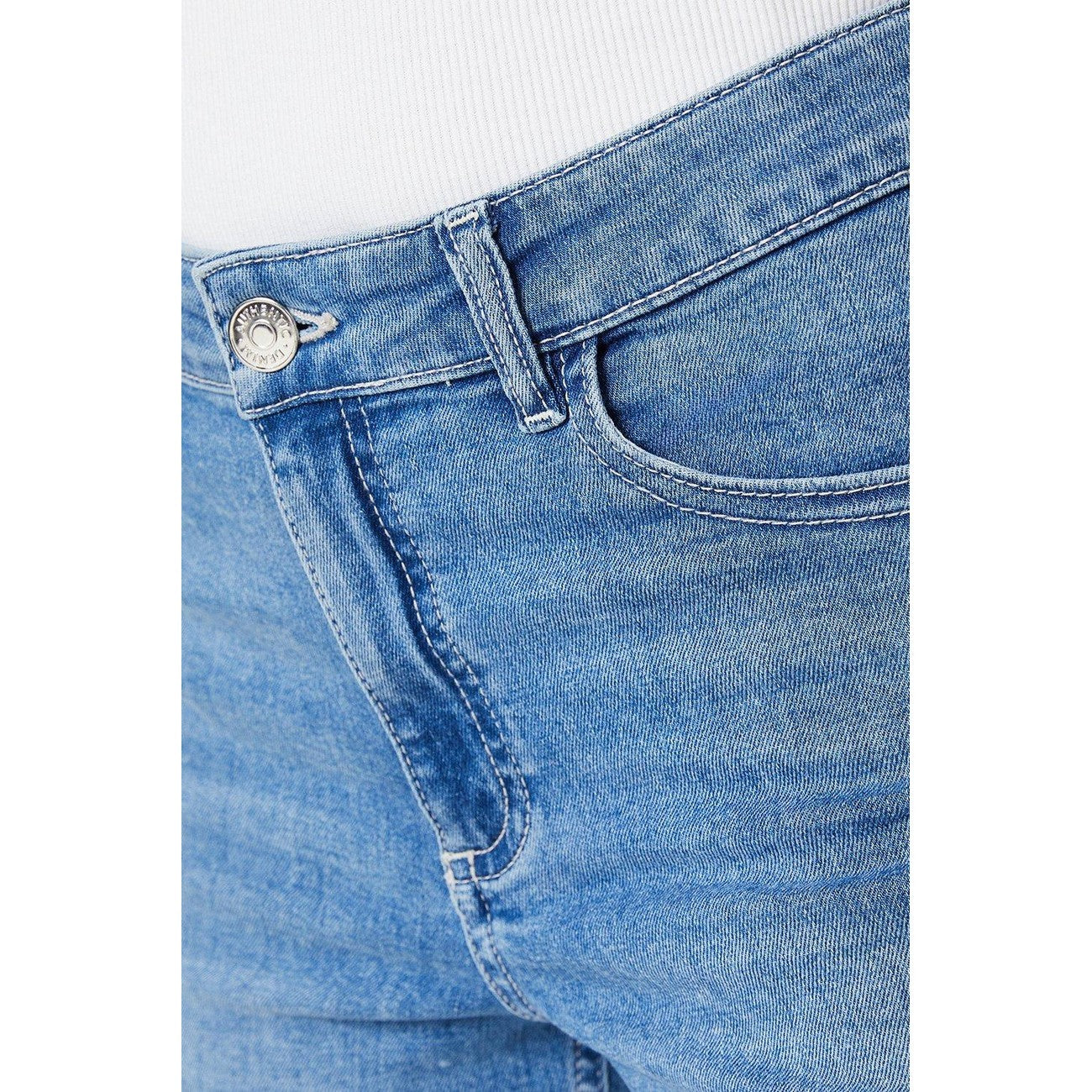 Light Wash - Side - Dorothy Perkins Womens-Ladies Denim Stretch Petite Shorts