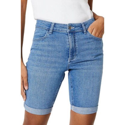 Light Wash - Front - Dorothy Perkins Womens-Ladies Denim Stretch Petite Shorts
