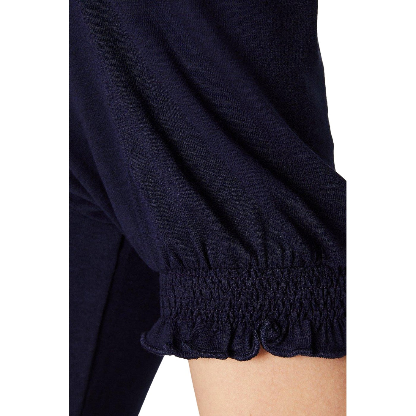 Navy - Side - Dorothy Perkins Womens-Ladies Shirred Cuff Top