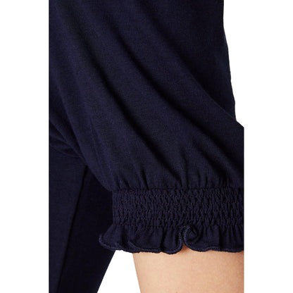 Navy - Side - Dorothy Perkins Womens-Ladies Shirred Cuff Top