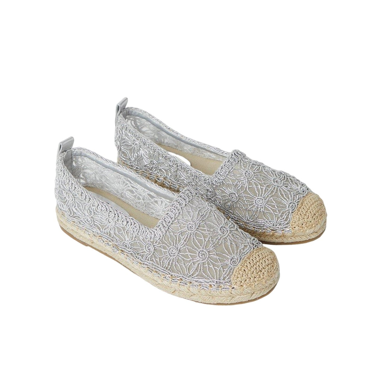 Silver - Front - Good For The Sole Womens-Ladies Ellie Comfort Crochet Espadrilles