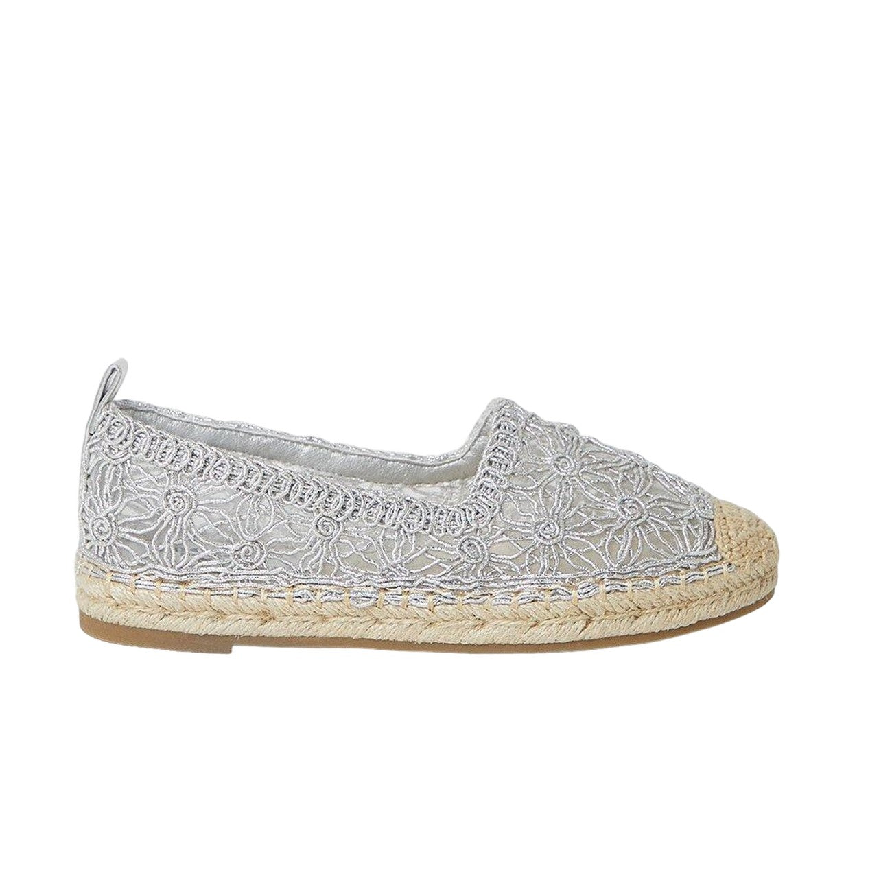 Silver - Back - Good For The Sole Womens-Ladies Ellie Comfort Crochet Espadrilles