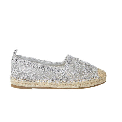 Silver - Back - Good For The Sole Womens-Ladies Ellie Comfort Crochet Espadrilles