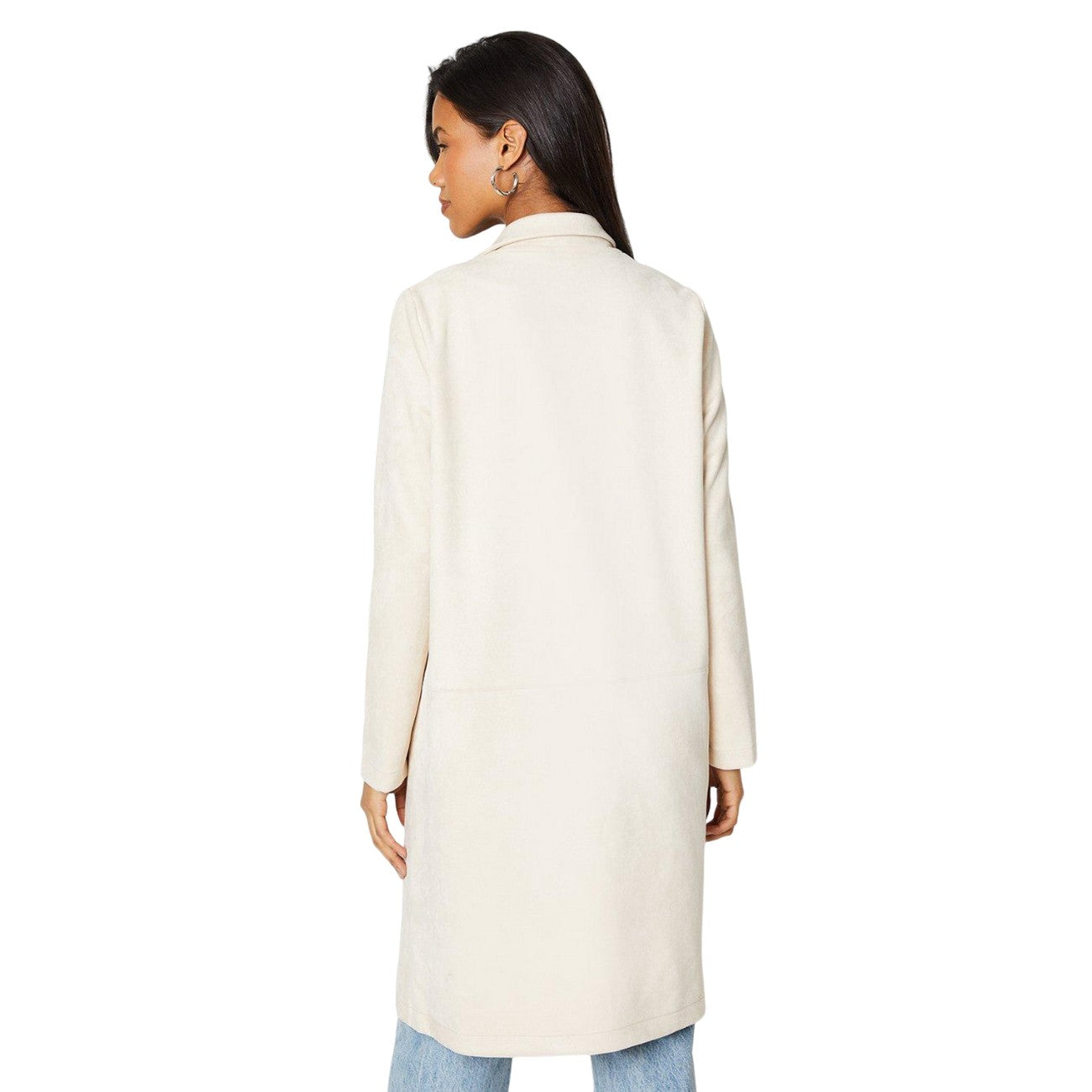 Stone - Back - Dorothy Perkins Womens-Ladies Suedette Longline Jacket