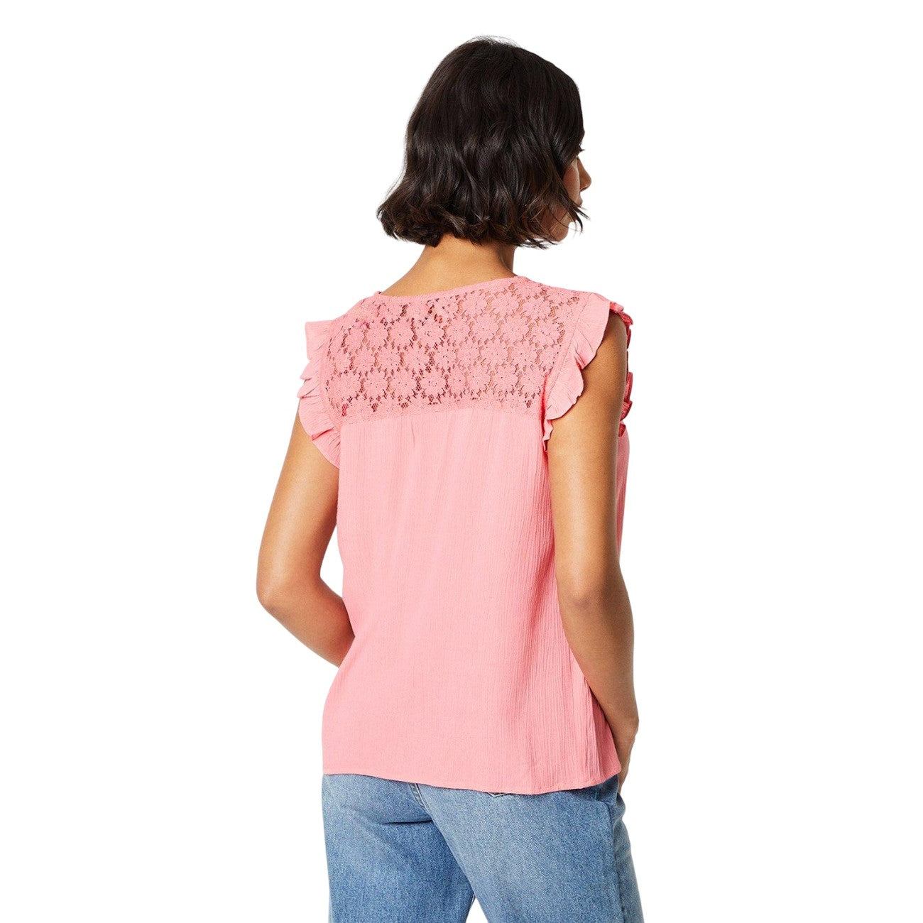 Peach - Back - Dorothy Perkins Womens-Ladies Lace Detail Vest Top