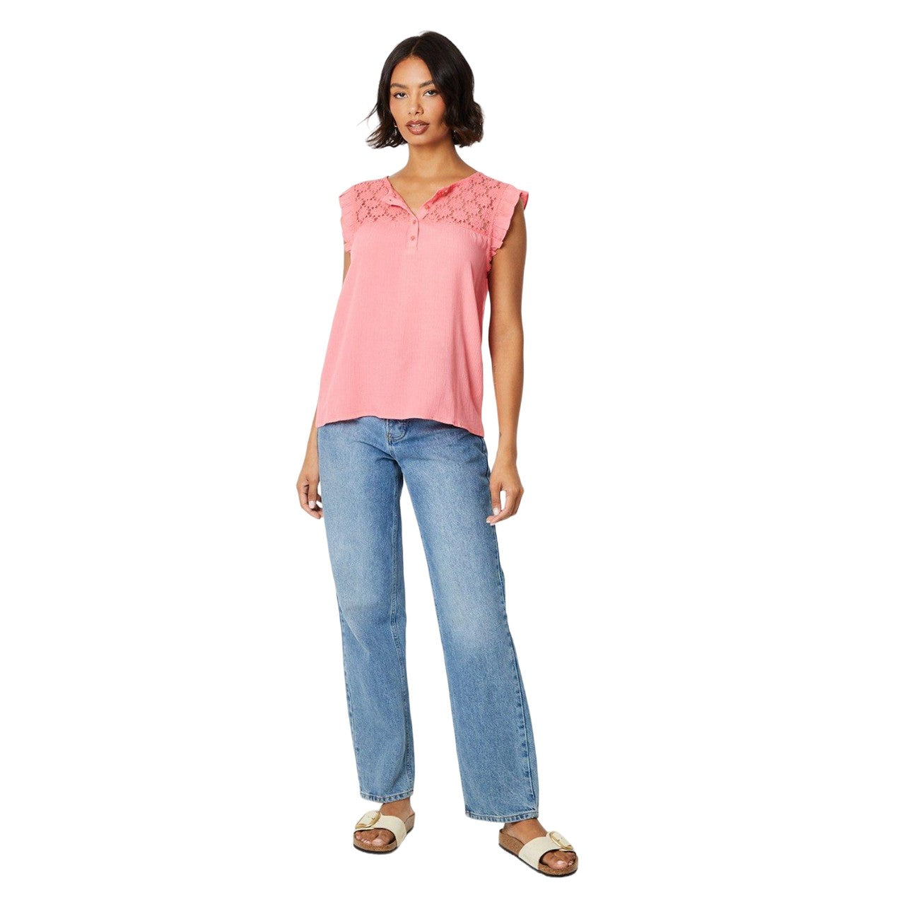 Peach - Lifestyle - Dorothy Perkins Womens-Ladies Lace Detail Vest Top