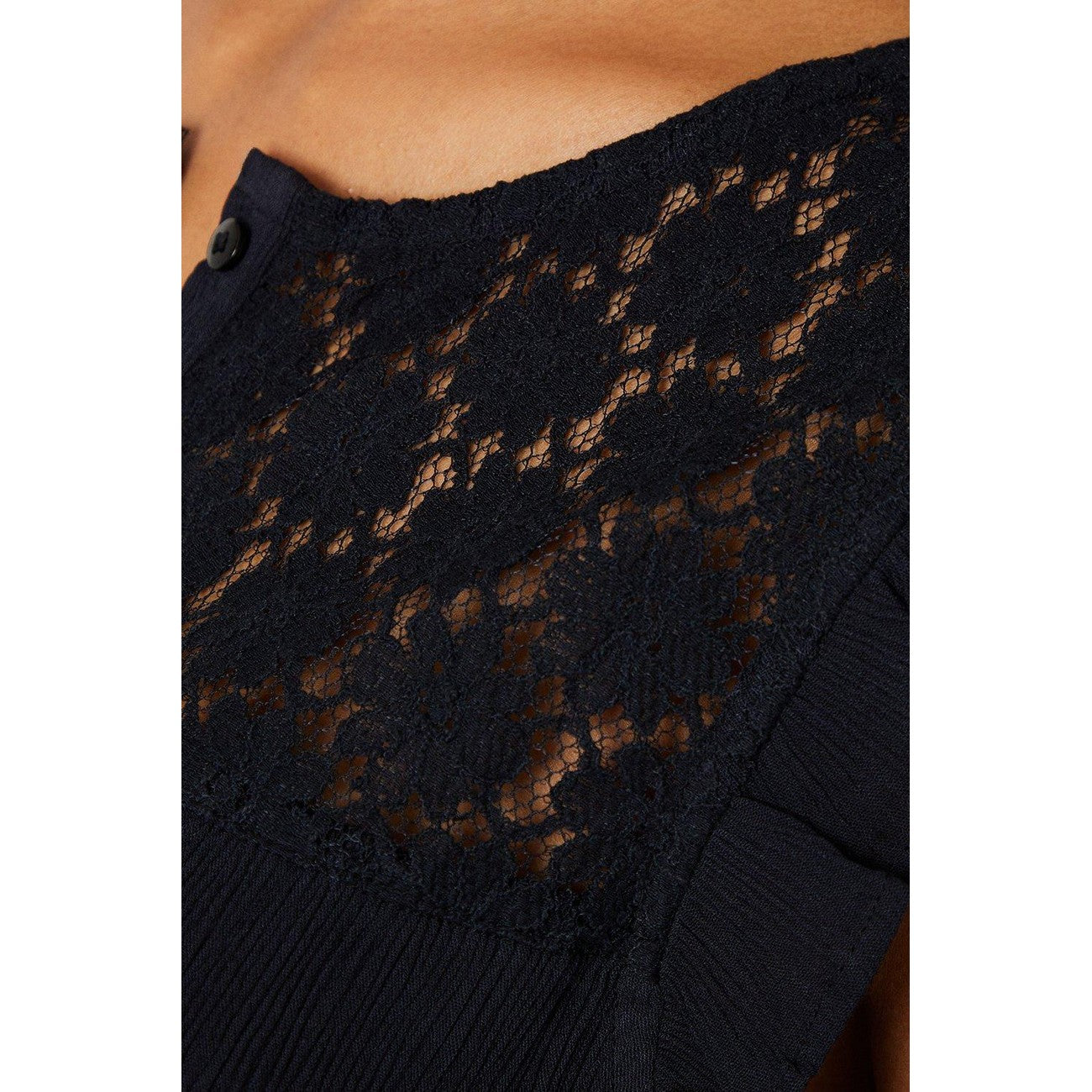 Black - Side - Dorothy Perkins Womens-Ladies Lace Detail Vest Top