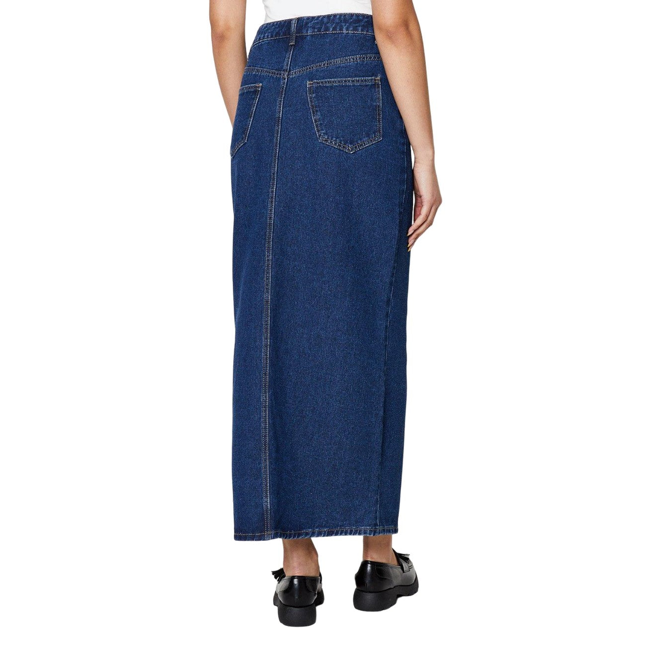 Indigo - Back - Dorothy Perkins Womens-Ladies Denim Tall Maxi Skirt