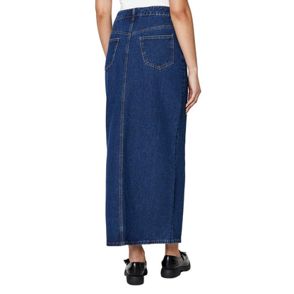 Indigo - Back - Dorothy Perkins Womens-Ladies Denim Tall Maxi Skirt