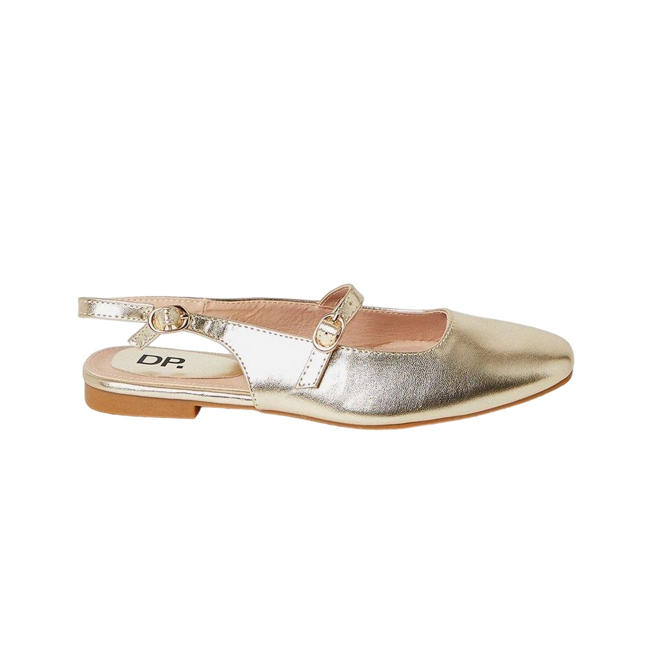 Gold - Back - Dorothy Perkins Womens-Ladies Lulu Sling Back Flat Pumps