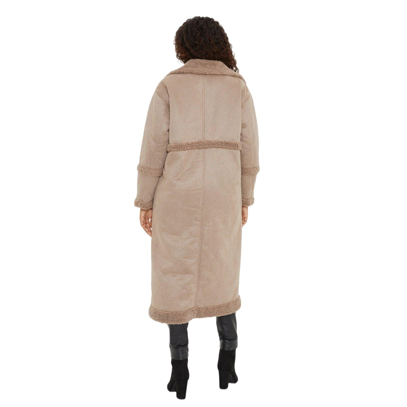 Brown - Back - Dorothy Perkins Womens-Ladies Aviator Longline Coat