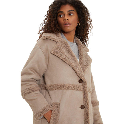 Brown - Side - Dorothy Perkins Womens-Ladies Aviator Longline Coat