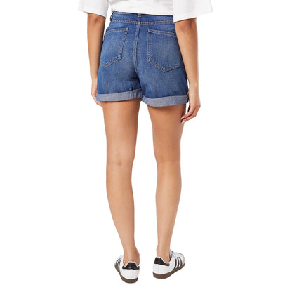 Mid Wash - Back - Dorothy Perkins Womens-Ladies Fold Up Tall Mom Shorts