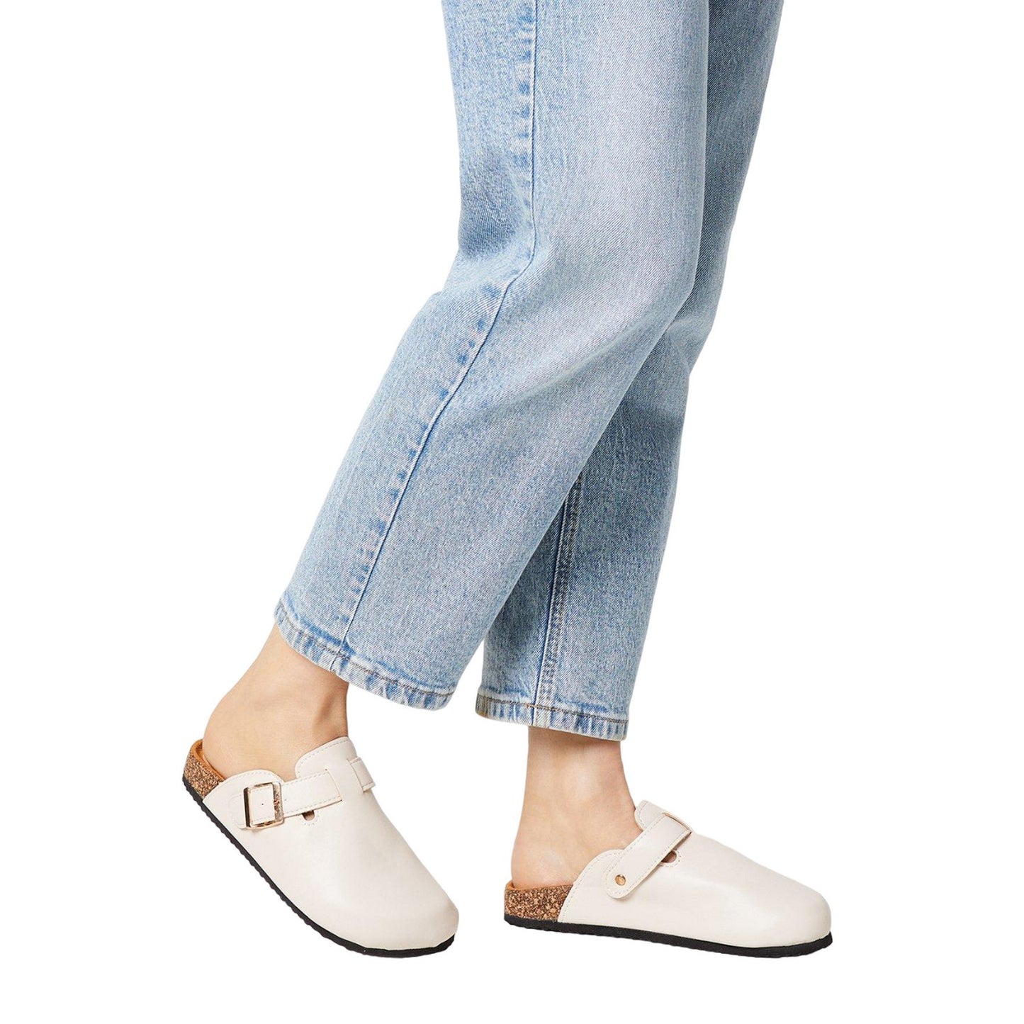 Natural - Side - Faith Womens-Ladies Habba Closed Toe Mules