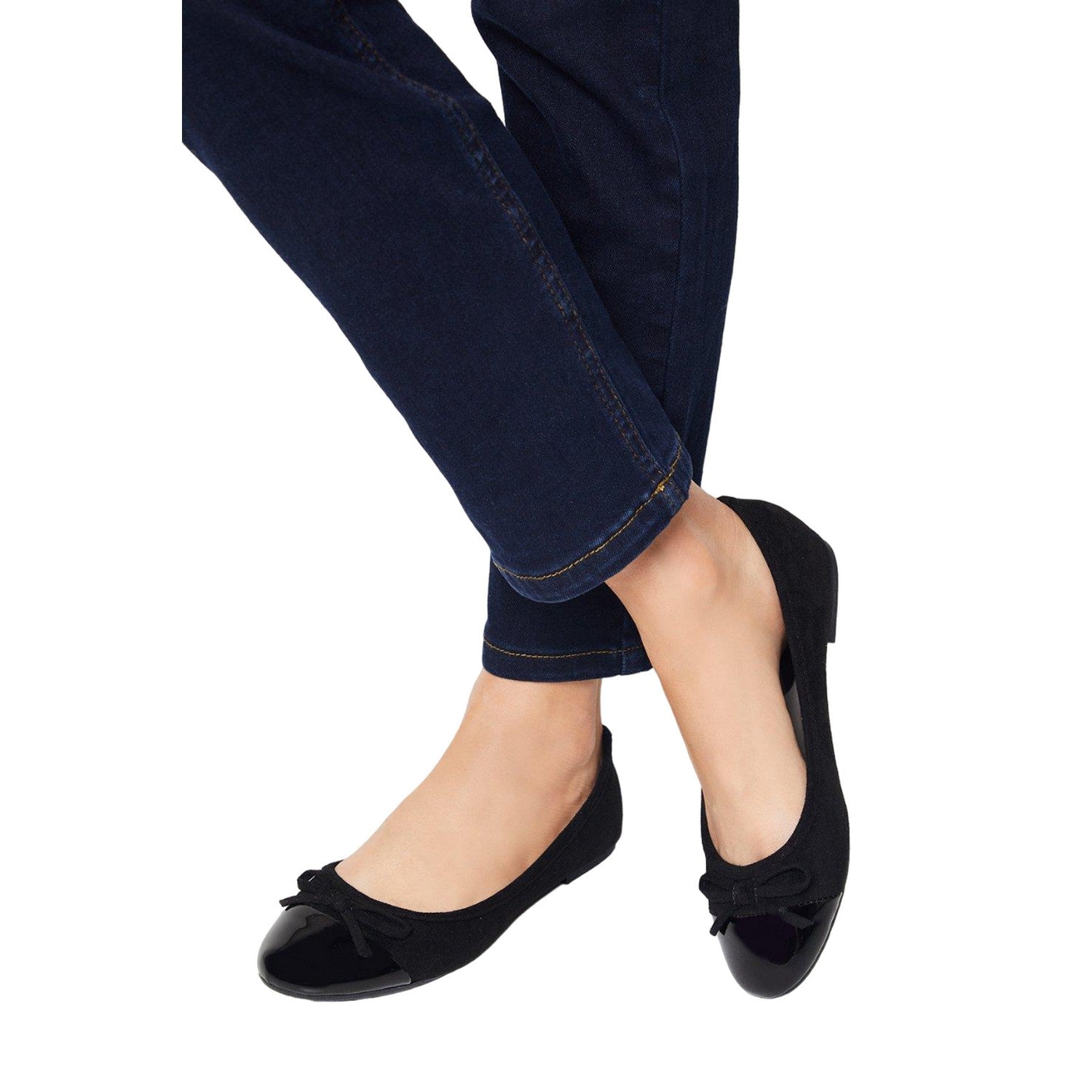 Natural Black - Side - Dorothy Perkins Womens-Ladies Presley Bow Detail Ballerina Flats