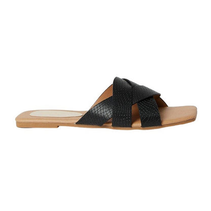 Black - Back - Dorothy Perkins Womens-Ladies Fiona Textured Crossover Strap Sandals