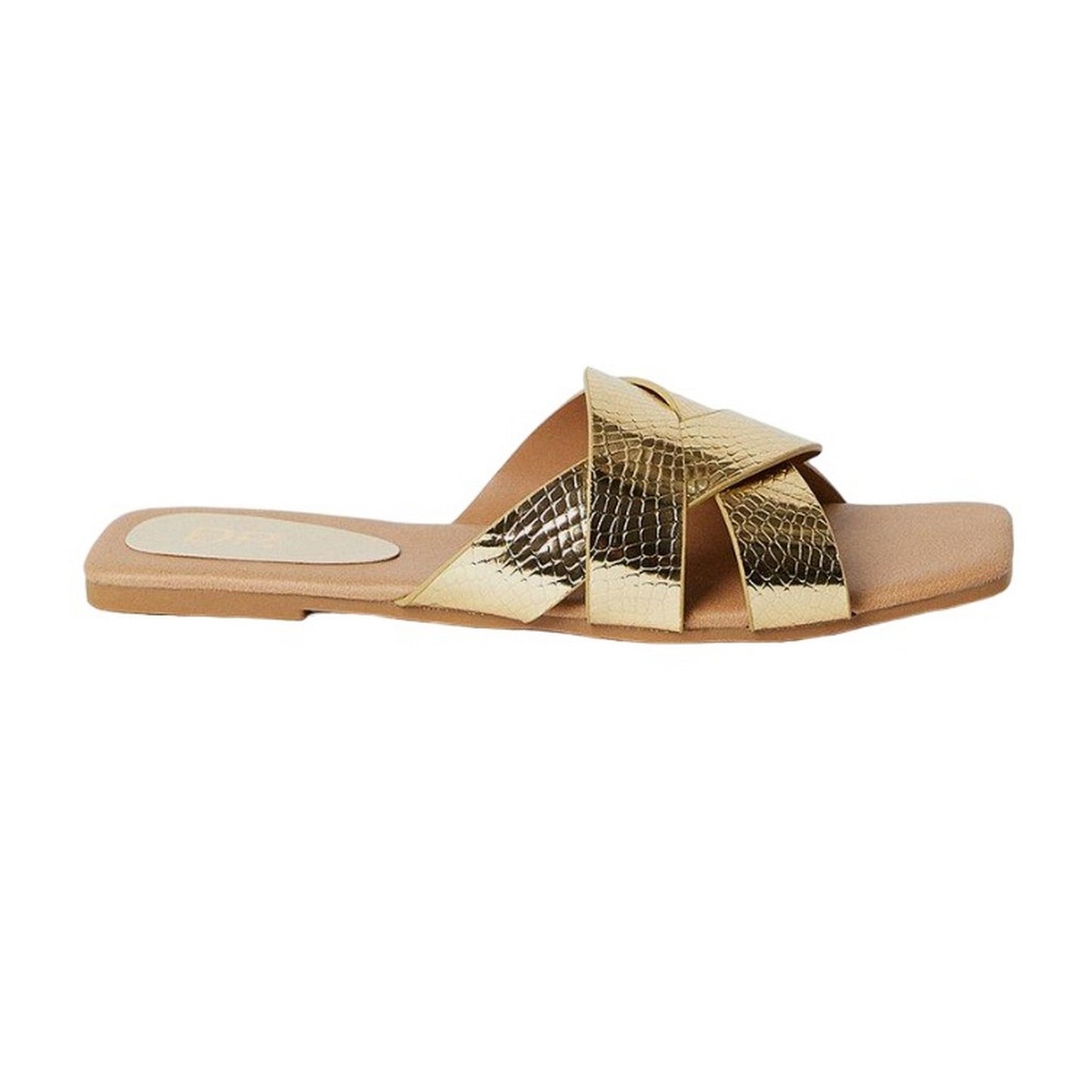 Gold - Back - Dorothy Perkins Womens-Ladies Fiona Textured Crossover Strap Sandals