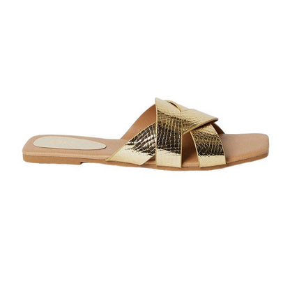 Gold - Back - Dorothy Perkins Womens-Ladies Fiona Textured Crossover Strap Sandals