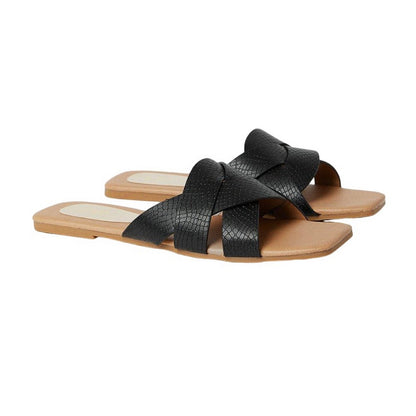 Black - Front - Dorothy Perkins Womens-Ladies Fiona Textured Crossover Strap Sandals