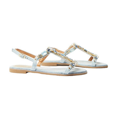 Blue - Front - Dorothy Perkins Womens-Ladies Filly Jewelled T-Bar Flat Sandals