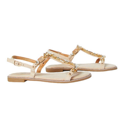 Beige - Front - Dorothy Perkins Womens-Ladies Filly Jewelled T-Bar Flat Sandals