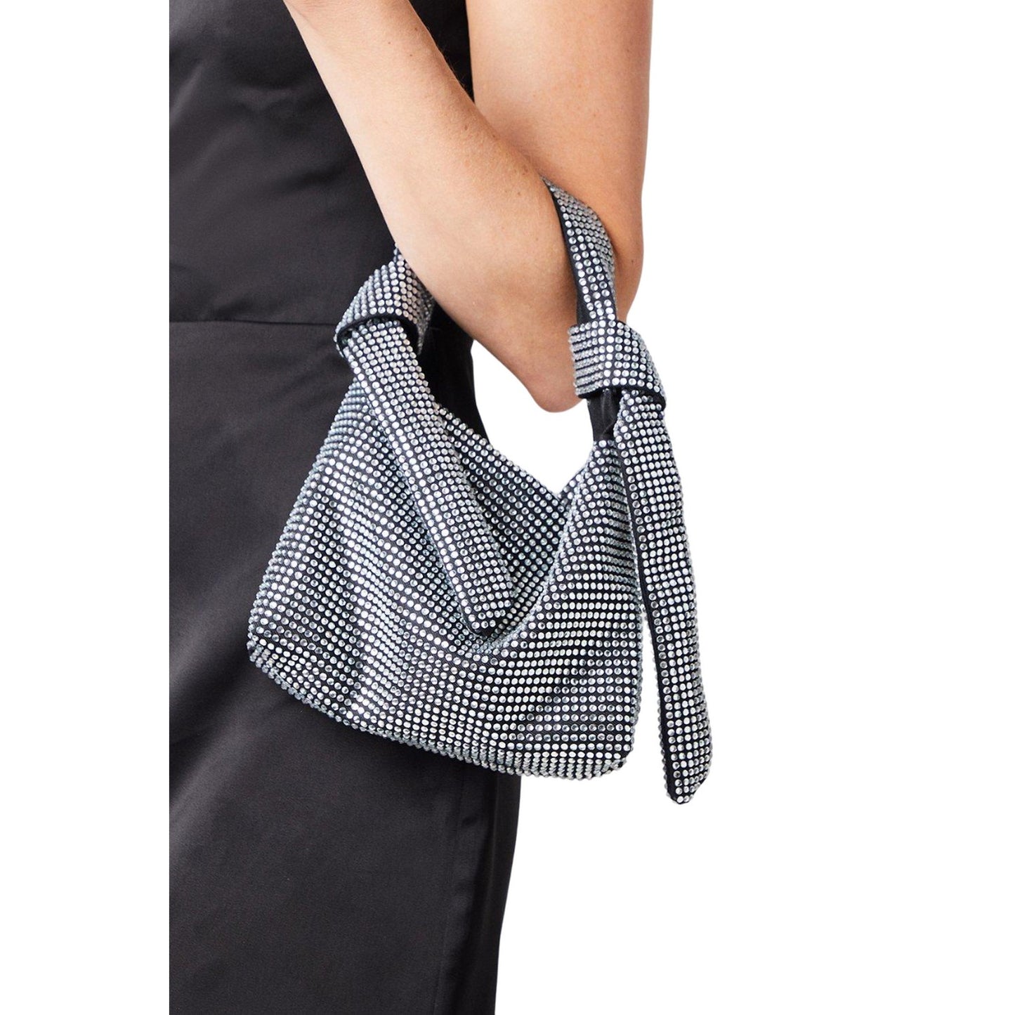 Black - Side - Dorothy Perkins Womens-Ladies Tamara Diamante Knotted Shoulder Bag