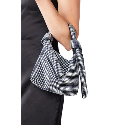 Black - Side - Dorothy Perkins Womens-Ladies Tamara Diamante Knotted Shoulder Bag