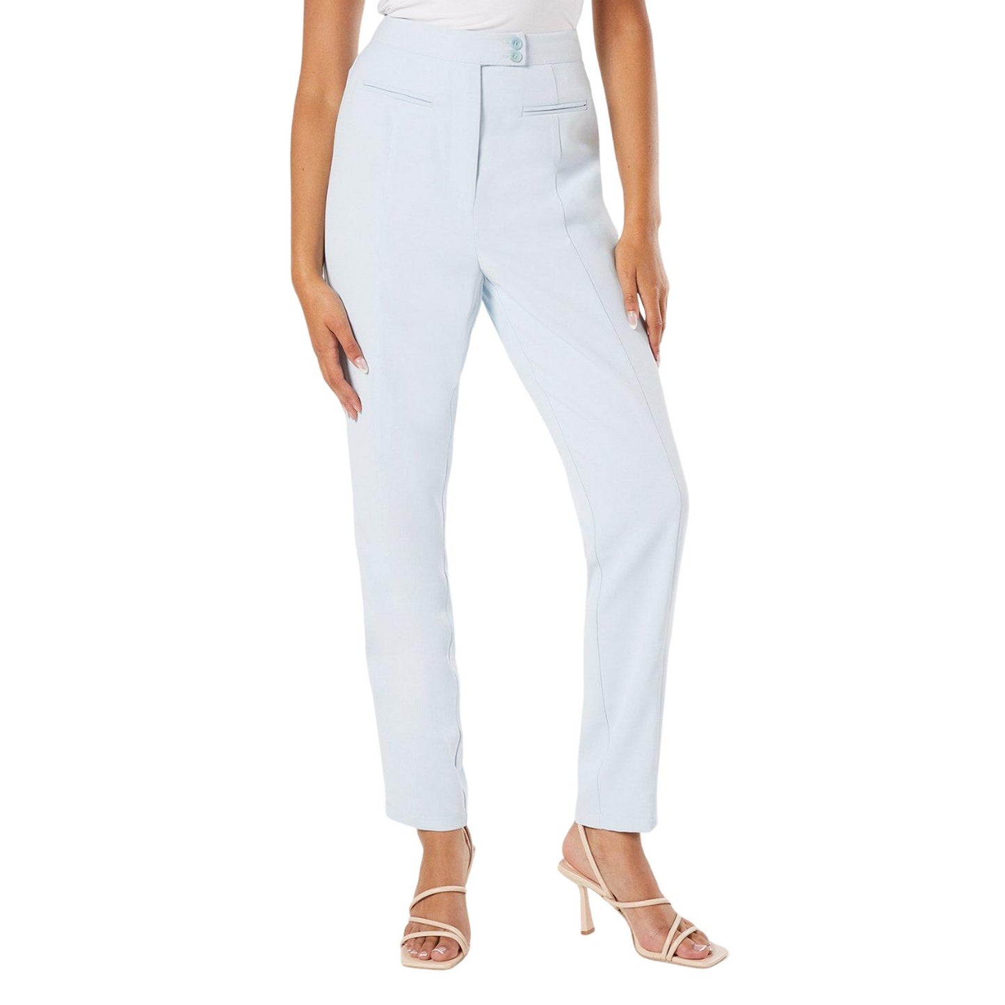Light Blue - Front - Dorothy Perkins Womens-Ladies Double Button Tall Trousers