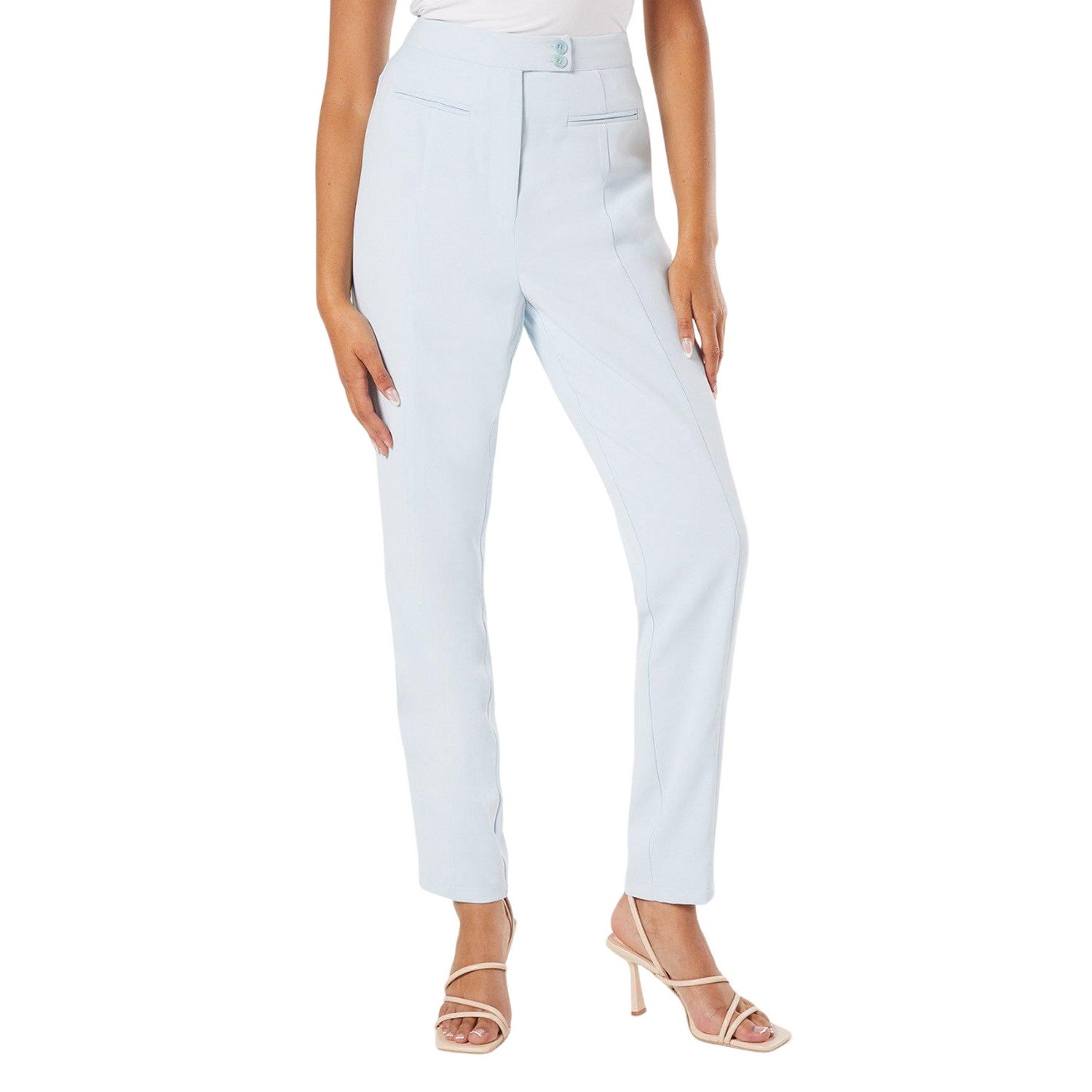 Light Blue - Front - Dorothy Perkins Womens-Ladies Double Button Tall Trousers